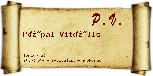 Pápai Vitális névjegykártya